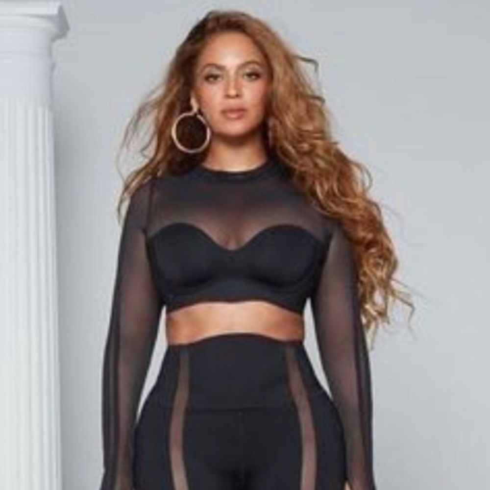 Ivy Park Adidas Long Sleeve Mesh Crop Top Black XS